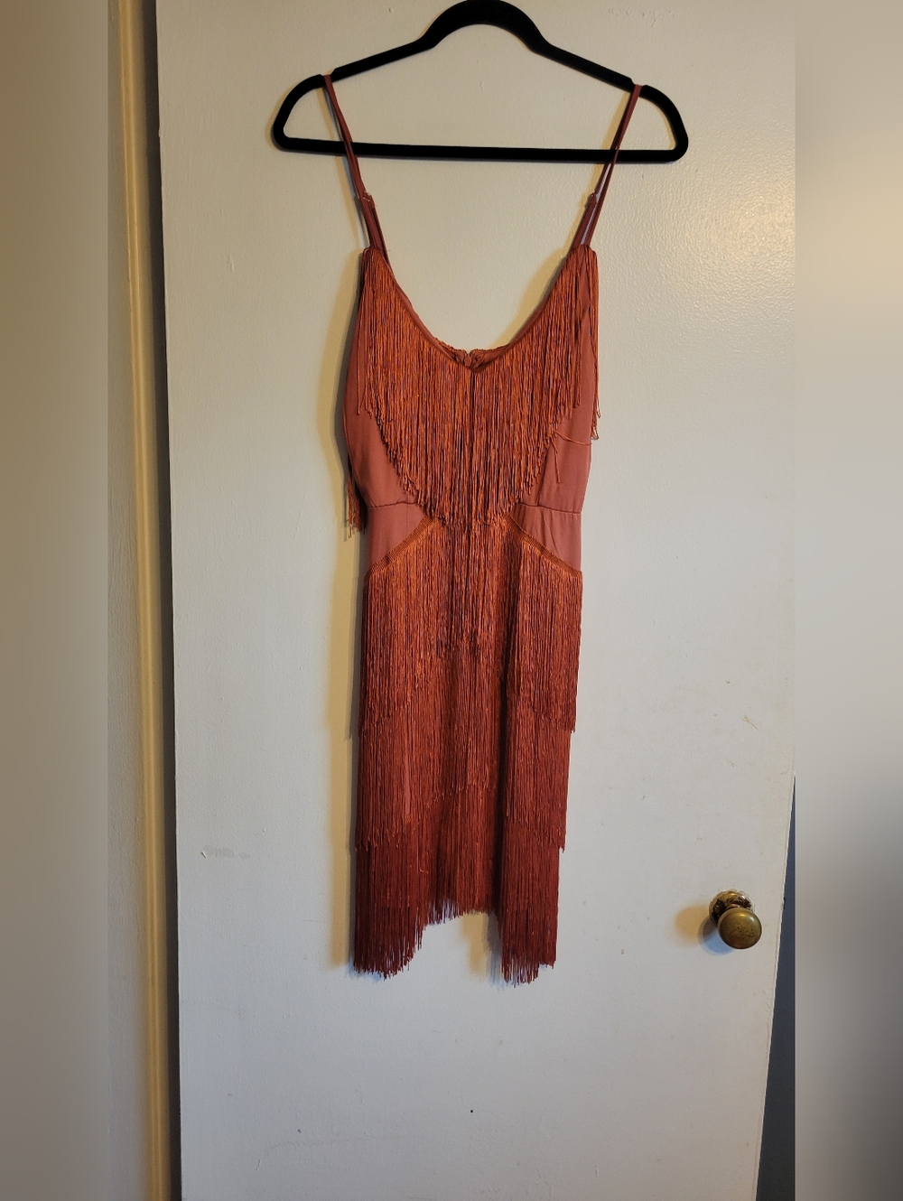 NWOT -- Burnt Orange Fringe Dress Size S - Picture 2 of 4